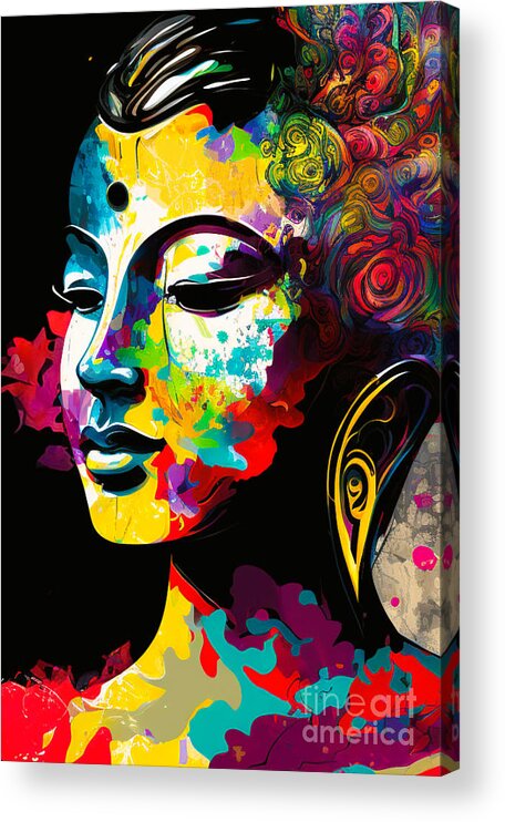 Buddha Acrylic Print featuring the digital art Buddha Art Print by Crystal Stagg