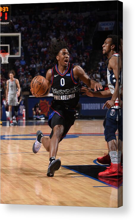 Playoffs Acrylic Print featuring the photograph Washington Wizards v Philadelphia 76ers - Game Two by David Dow