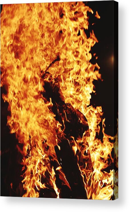 Campfire Acrylic Print featuring the photograph Closeup of Fire at time of festival by Ravindra Kumar