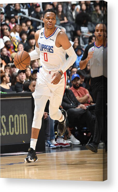 Russell Westbrook Acrylic Print featuring the photograph Russell Westbrook by Andrew D. Bernstein