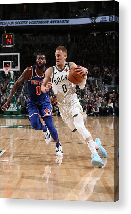 Donte Divincenzo Acrylic Print featuring the photograph New York Knicks v Milwaukee Bucks #12 by Gary Dineen