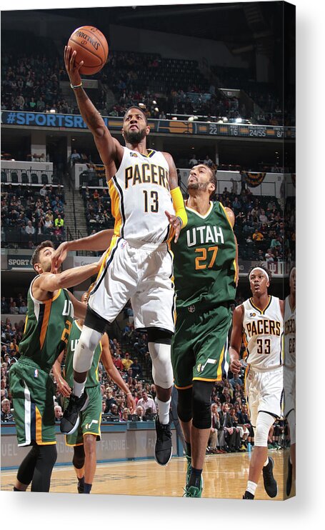 Nba Pro Basketball Acrylic Print featuring the photograph Paul George by Ron Hoskins
