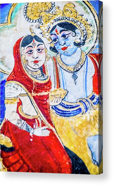 Ceiling Acrylic Print featuring the photograph Wall painting from Nawalgarth, Rajasthan #16 by Lie Yim
