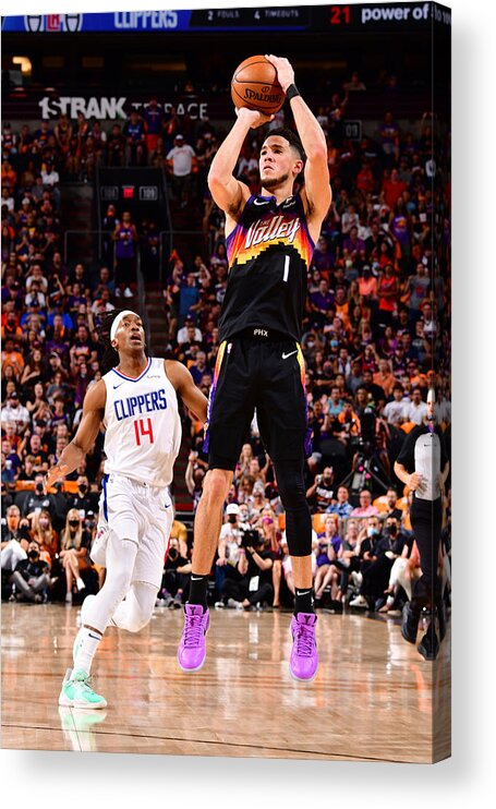 Playoffs Acrylic Print featuring the photograph Devin Booker by Barry Gossage