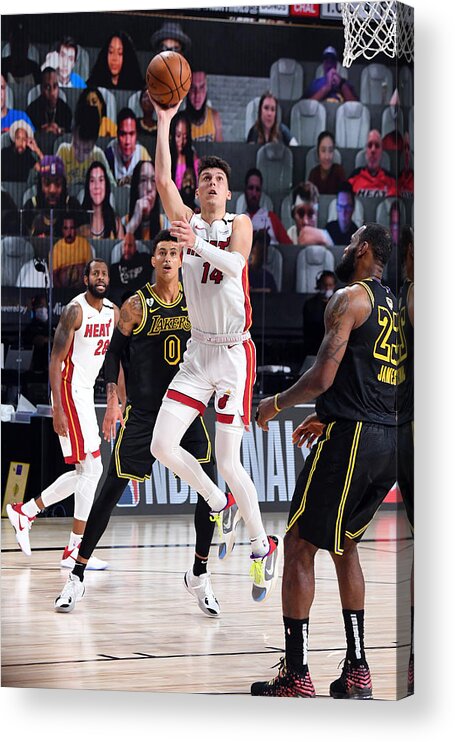 Tyler Herro Acrylic Print featuring the photograph 2020 NBA Finals - Miami Heat v Los Angeles Lakers by Andrew D. Bernstein