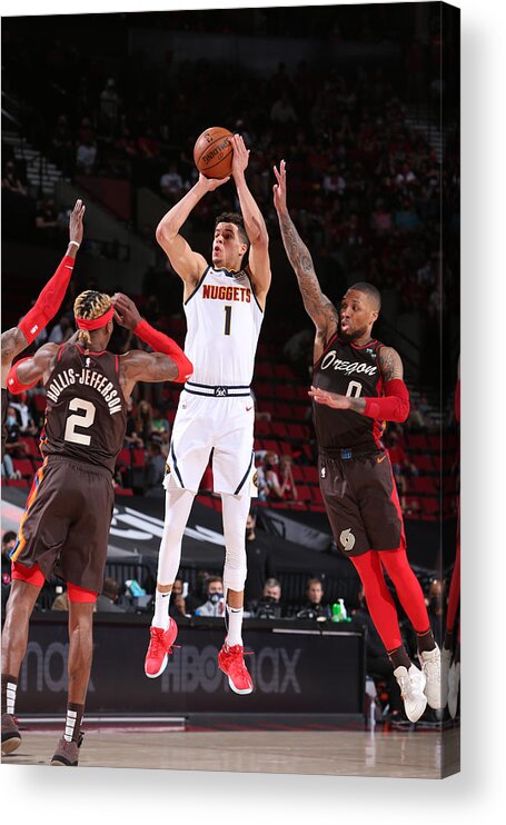 Michael Porter Jr Acrylic Print featuring the photograph 2021 NBA Playoffs - Denver Nuggets v Portland Trail Blazers by Sam Forencich