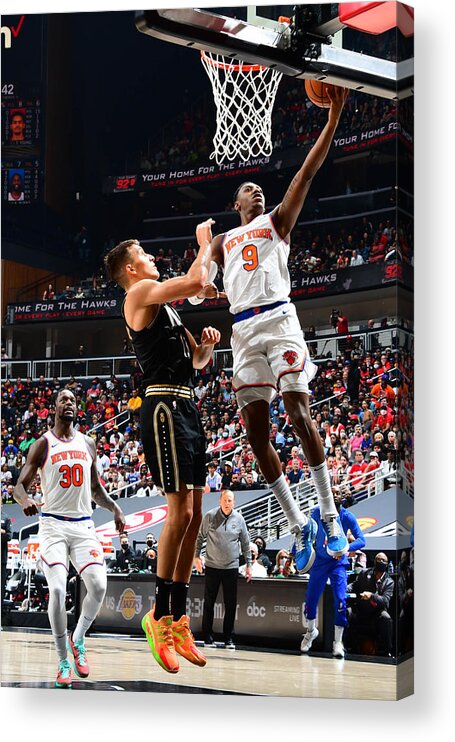 Atlanta Acrylic Print featuring the photograph 2021 NBA Playoffs - New York Knicks v Atlanta Hawks by Scott Cunningham