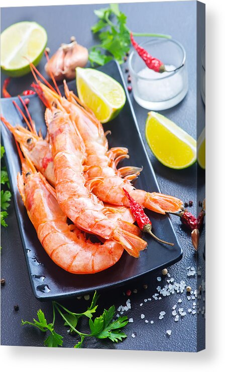 Roast Dinner Acrylic Print featuring the photograph Boiled Shrimps #2 by Tycoon751