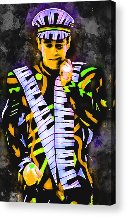 Elton Acrylic Print featuring the mixed media Elton John #2 by Marvin Blaine