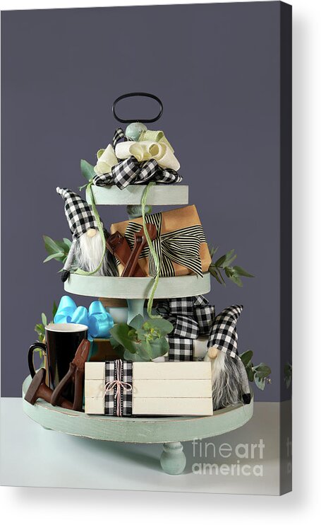 Fathers Day Acrylic Print featuring the photograph Father's Day Farmhouse aesthetic three tiered tray decor. #2 by Milleflore Images
