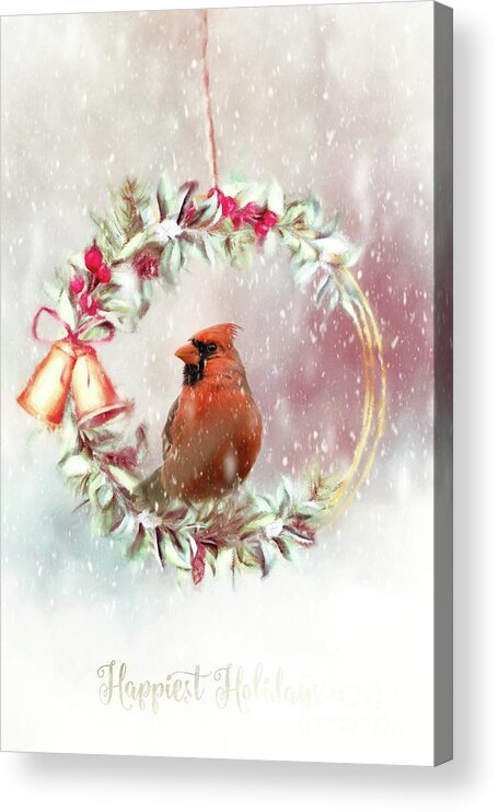Christmas Acrylic Print featuring the mixed media Happiest Holidays #2 by Eva Lechner