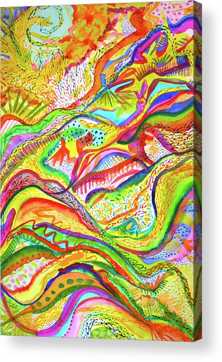 Abstract Landscapes Acrylic Print featuring the painting Joyful Release #2 by Polly Castor