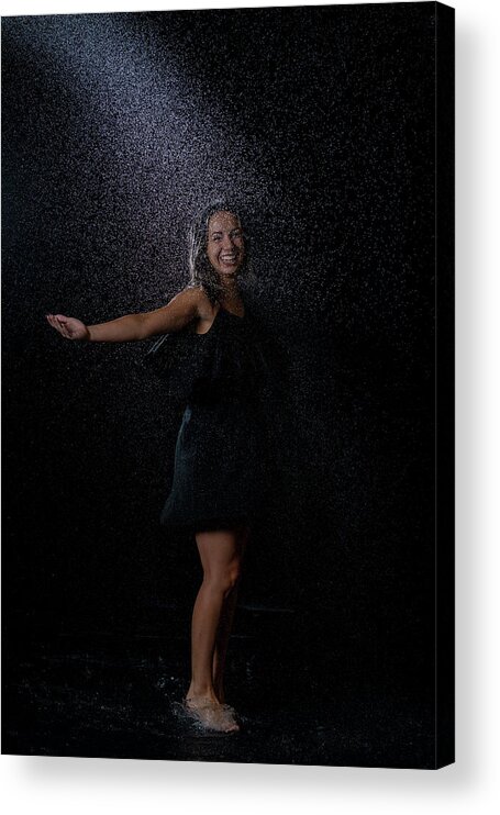 Mandy Acrylic Print featuring the photograph Mandy modeling water splash photos #2 by Dan Friend