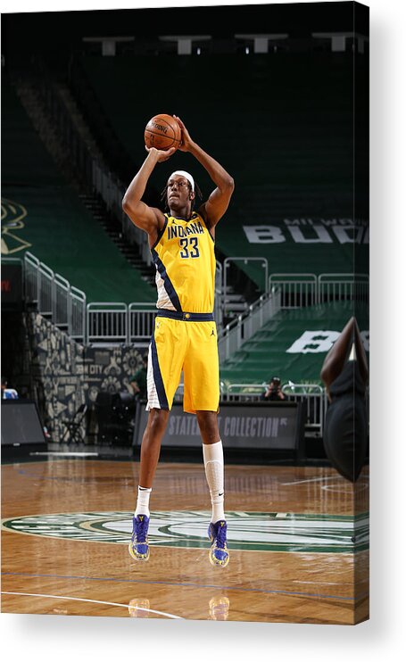 Nba Pro Basketball Acrylic Print featuring the photograph Myles Turner by Gary Dineen