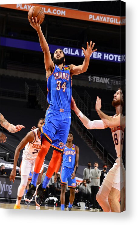 Kenrich Williams Acrylic Print featuring the photograph Oklahoma City Thunder v Phoenix Suns by Barry Gossage