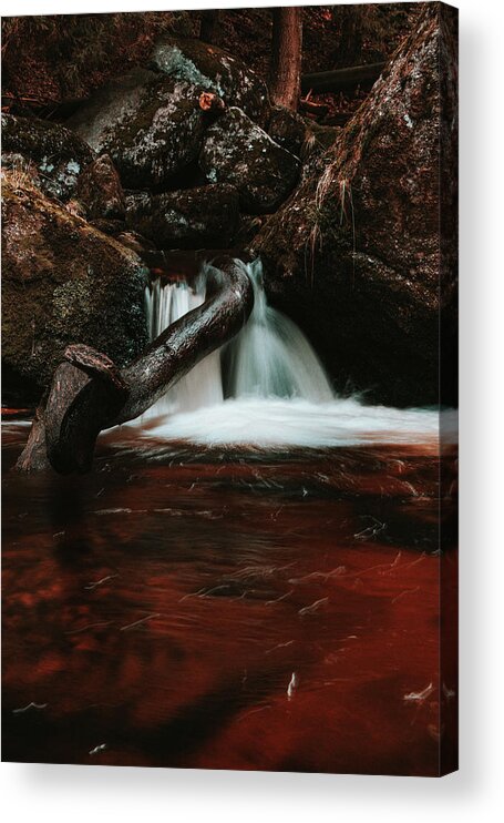 Jizera Mountains Acrylic Print featuring the photograph Colourful waterfall in the Jizera Mountains, Czech Republic by Vaclav Sonnek