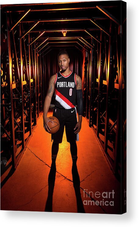 Media Day Acrylic Print featuring the photograph Damian Lillard by Sam Forencich