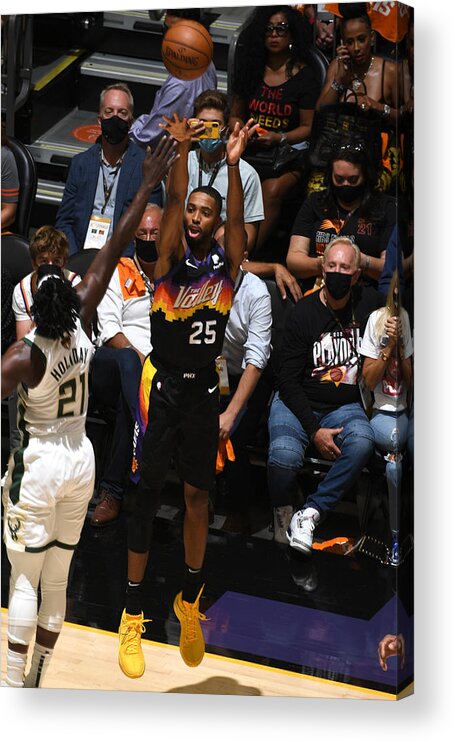 Mikal Bridges Acrylic Print featuring the photograph 2021 NBA Finals - Milwaukee Bucks v Pheonix Suns by Garrett Ellwood