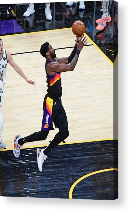 Deandre Ayton Acrylic Print featuring the photograph 2021 NBA Finals - Milwaukee Bucks v Phoenix Suns by Michael Gonzales