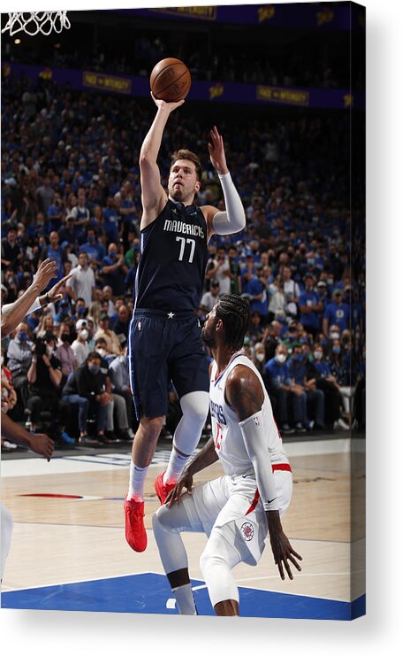 Playoffs Acrylic Print featuring the photograph 2021 NBA Playoffs - LA Clippers v Dallas Mavericks by Jeff Haynes