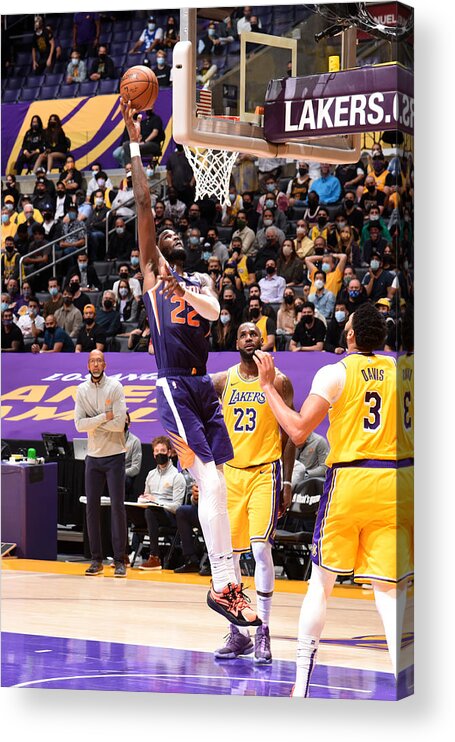 Deandre Ayton Acrylic Print featuring the photograph 2021 NBA Playoffs - Phoenix Suns v Los Angeles Lakers by Adam Pantozzi