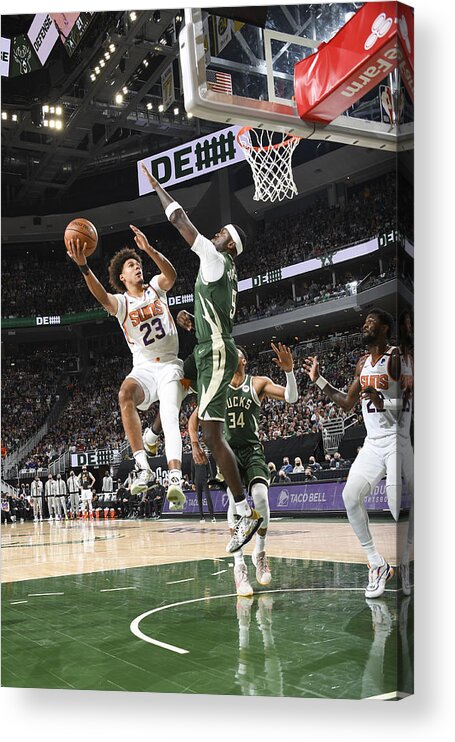 Playoffs Acrylic Print featuring the photograph 2021 NBA Playoffs - Phoenix Suns v Milwaukee Bucks by Andrew D. Bernstein