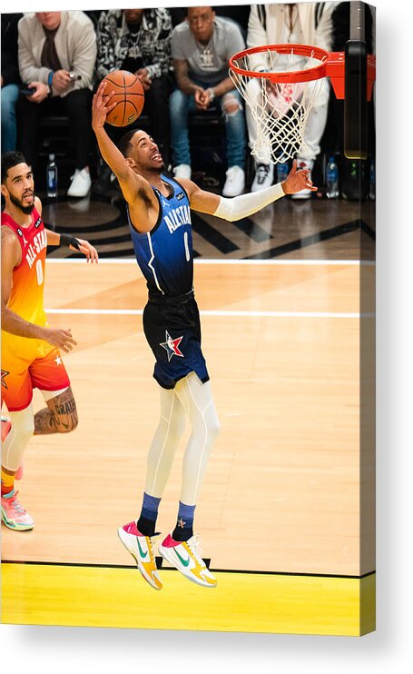 Tyrese Haliburton Acrylic Print featuring the photograph 2023 NBA All Star Game by Evan Yu