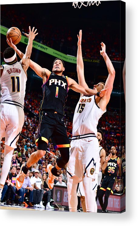 Playoffs Acrylic Print featuring the photograph Devin Booker #24 by Barry Gossage