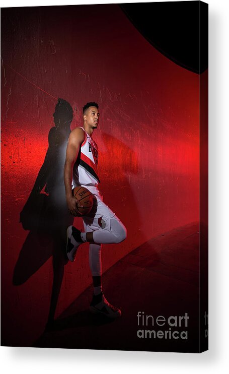 Media Day Acrylic Print featuring the photograph C.j. Mccollum by Sam Forencich