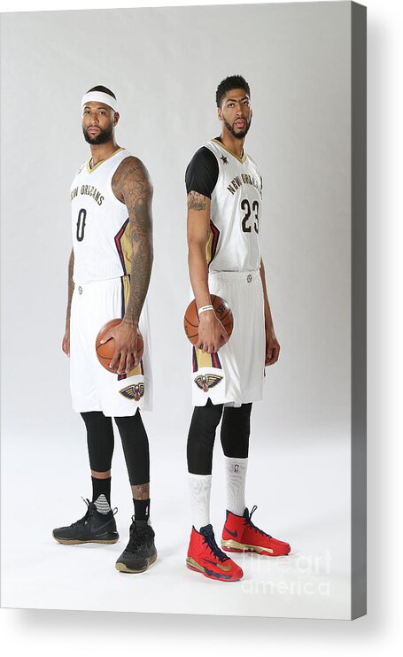 Demarcus Cousins Acrylic Print featuring the photograph Demarcus Cousins and Anthony Davis by Layne Murdoch