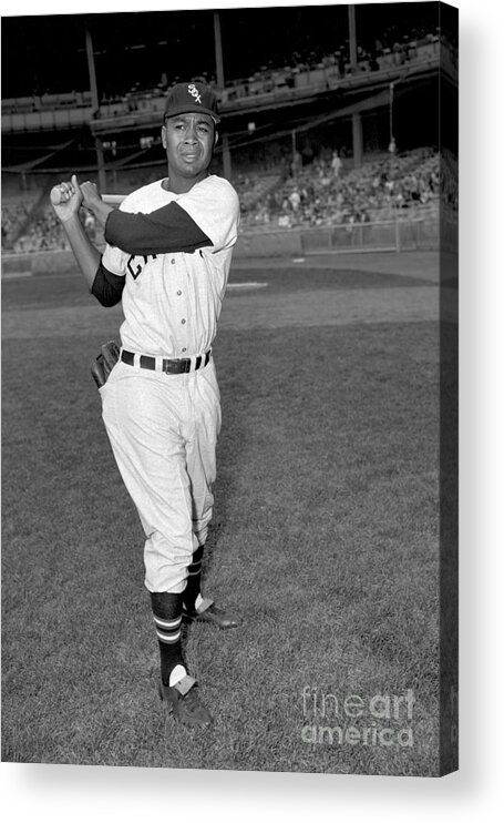 People Acrylic Print featuring the photograph Jackie Robinson and Larry Doby #3 by Kidwiler Collection