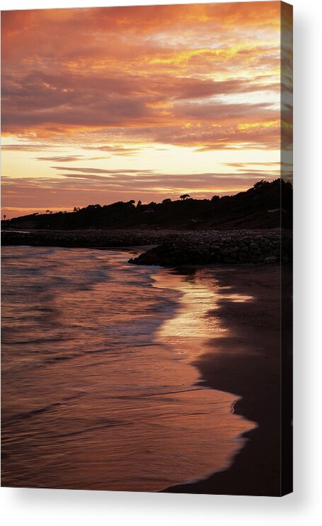Highcliffe Acrylic Print featuring the photograph Highcliffe Beach at sunset #4 by Ian Middleton