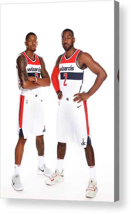 Media Day Acrylic Print featuring the photograph John Wall and Bradley Beal by Ned Dishman