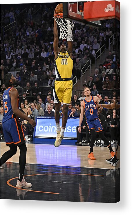 Nba Pro Basketball Acrylic Print featuring the photograph Indiana Pacers v New York Knicks #5 by David Dow