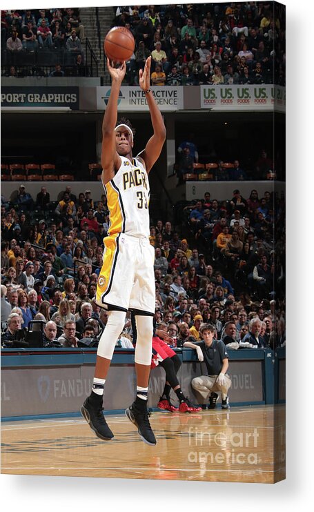 Nba Pro Basketball Acrylic Print featuring the photograph Myles Turner by Ron Hoskins