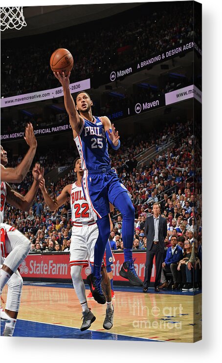 Nba Pro Basketball Acrylic Print featuring the photograph Ben Simmons by David Dow