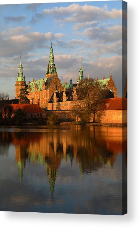 Castle Acrylic Print featuring the photograph Frederiksborg renaissance castle, Hillerød Denmark at sunset #6 by Pejft