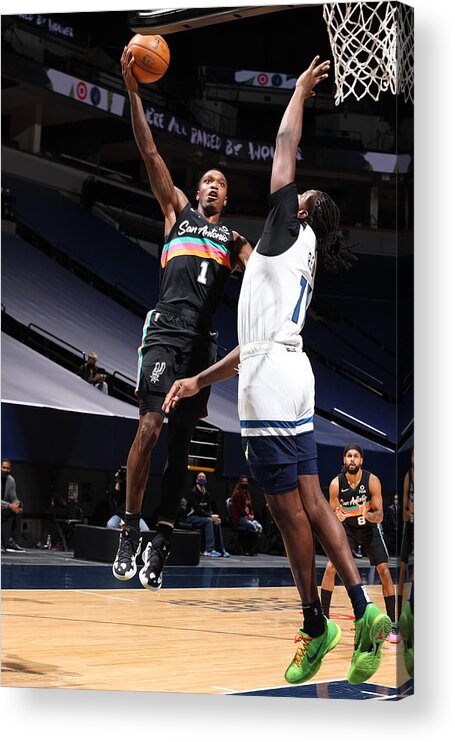 Nba Pro Basketball Acrylic Print featuring the photograph San Antonio Spurs v Minnesota Timberwolves by David Sherman