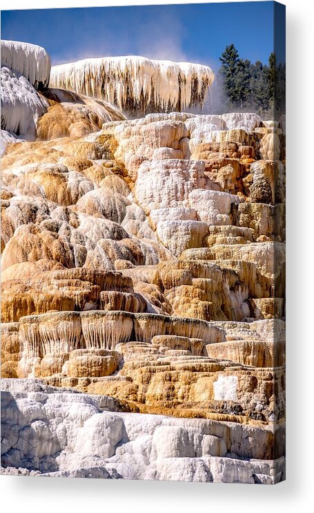  Mountains Acrylic Print featuring the photograph Travertine Terraces, Mammoth Hot Springs, Yellowstone #69 by Alex Grichenko