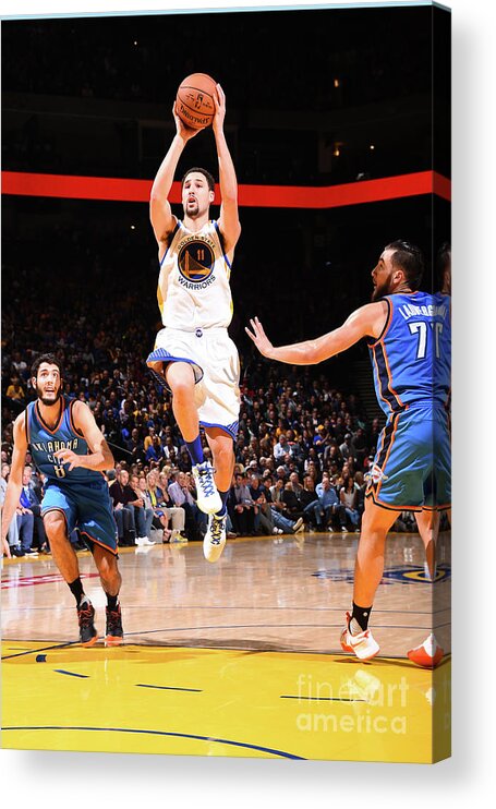 Klay Thompson Acrylic Print featuring the photograph Klay Thompson by Andrew D. Bernstein