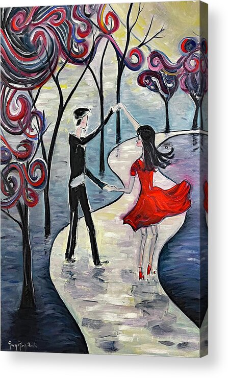 Romantic Couple Acrylic Print featuring the painting Dancing in the Moonlight by Roxy Rich