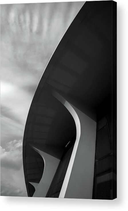 Architecture Acrylic Print featuring the photograph Abstract architecture design. Black and white futuristic exterio by Michalakis Ppalis