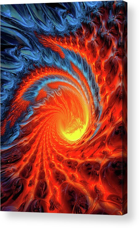 Spiral Acrylic Print featuring the digital art Abstract Fractal Lava Spiral 13 by Matthias Hauser