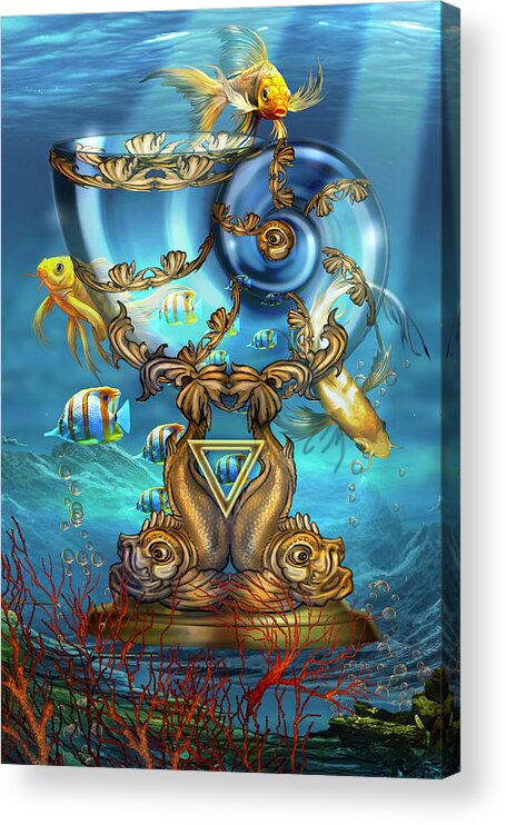  Acrylic Print featuring the digital art Ace Of Cups Mystic Palette Tarot by Ciro Marchetti