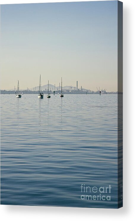 Sea Acrylic Print featuring the photograph Across the Bay to the You Yangs by Linda Lees