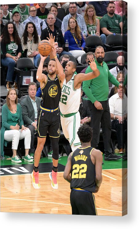Stephen Curry Acrylic Print featuring the photograph Al Horford and Stephen Curry by Annette Grant