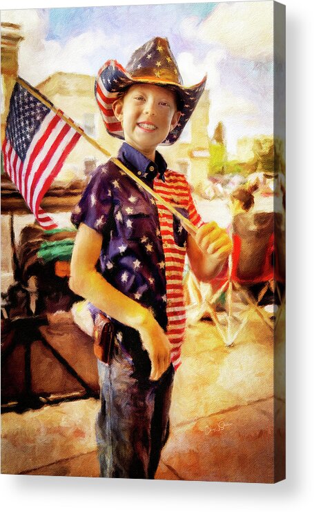 Cody Acrylic Print featuring the photograph All American 4th of July Cowboy by Craig J Satterlee