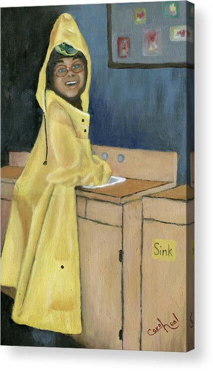 Young Child Acrylic Print featuring the painting Alligator Girl by Carol Neal-Chicago