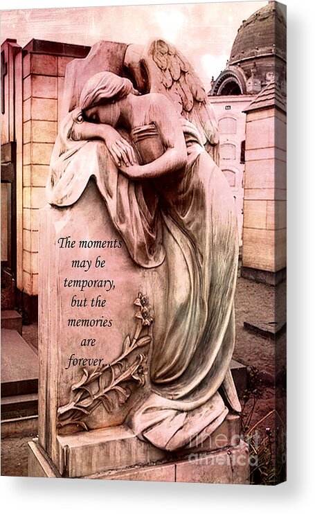 Angel Acrylic Print featuring the photograph Angel In Grief Sadness Mourning With Memories Quote by Kathy Fornal