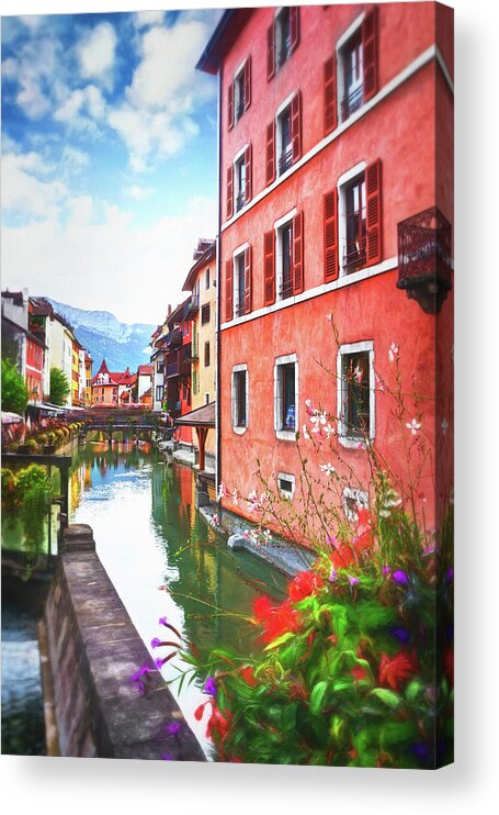 Annecy Acrylic Print featuring the photograph Annecy France European Canal Scenes by Carol Japp